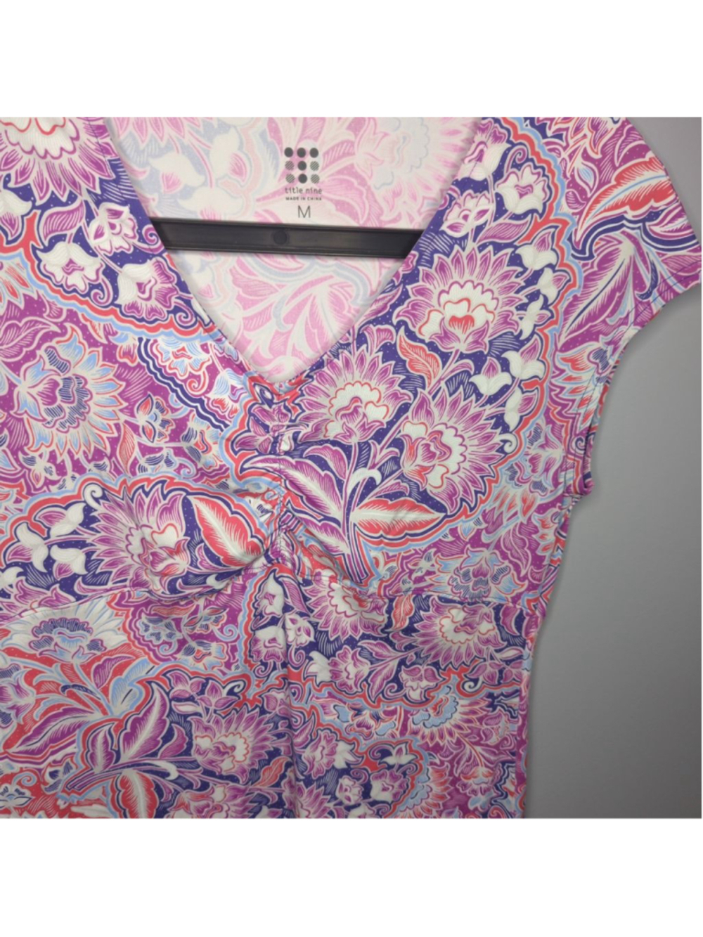 Title Nine Daring Diamalete Tech Dress - M - Purple Floral Paisley Travel - Picture 5 of 16
